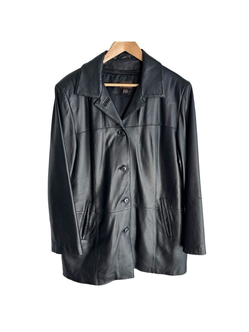 Danier Buttery Soft Leather Jacket Womens XL Black Zip Out Liner Classic Coat